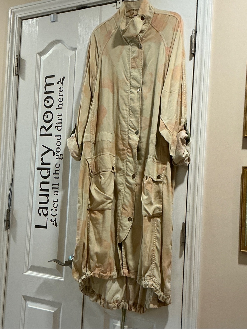 FP Light Beige with Peach Camouflage Utility Long Dress or Jacket - Women M/L